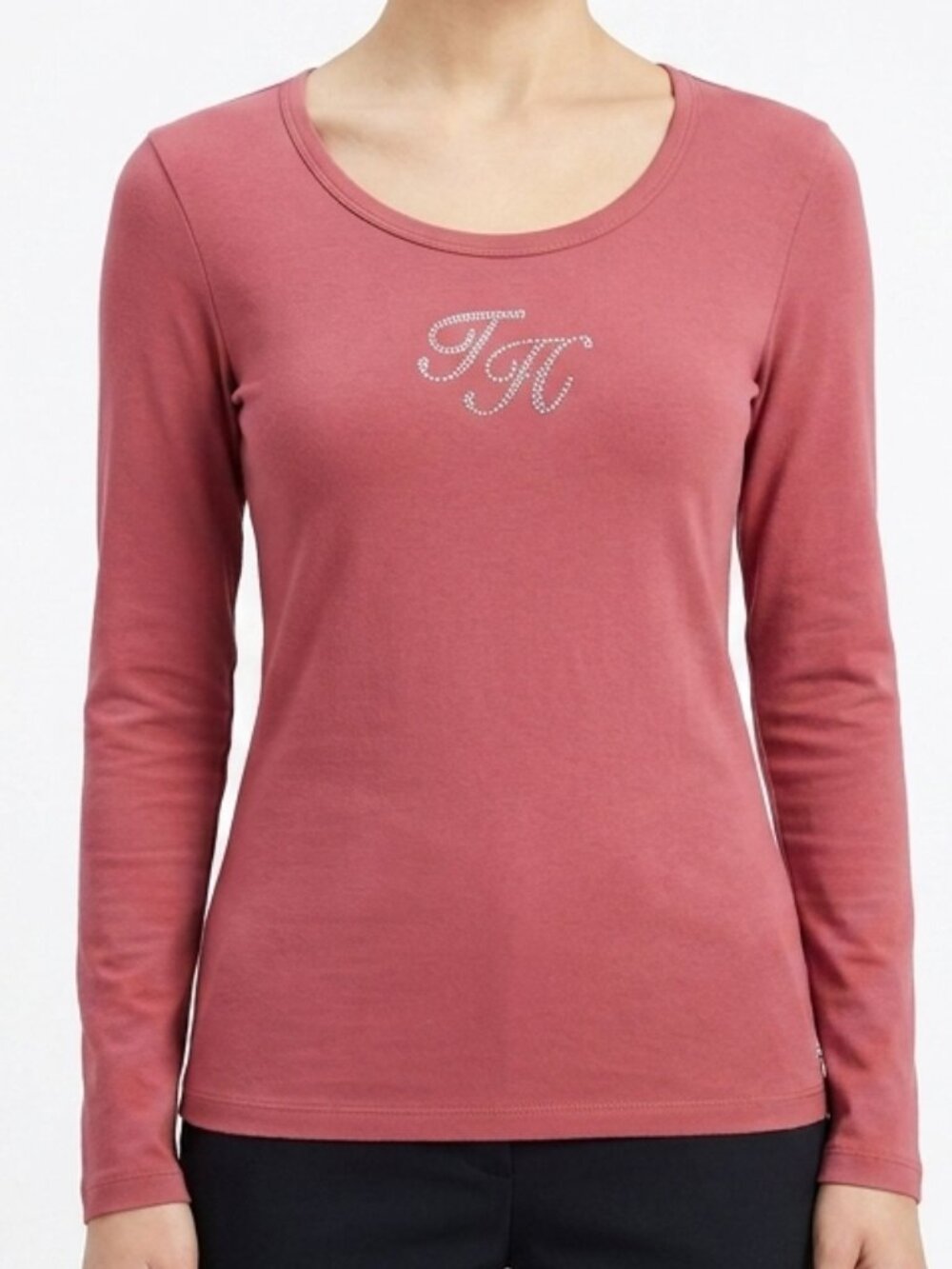 Tommy Hilfiger Dusty Rose Rhinestone Logo Tee- Sz. XS